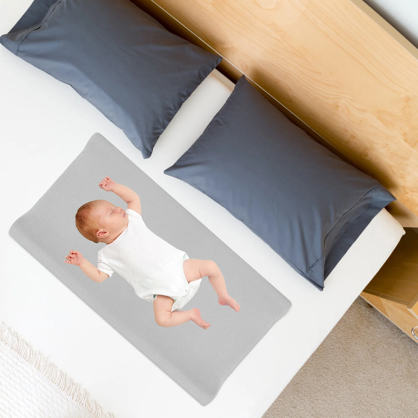 

2Pcs Newborn Changing Pad Sheets Soft Texture Good Hand Feeling Elastic Design Easy to Use Washable Changing Pad Sheet