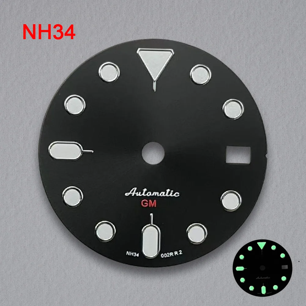 ルミナスグリーンウォッチダイヤル、ムーブメント修理、28.5mm、nh35、nh34に適合