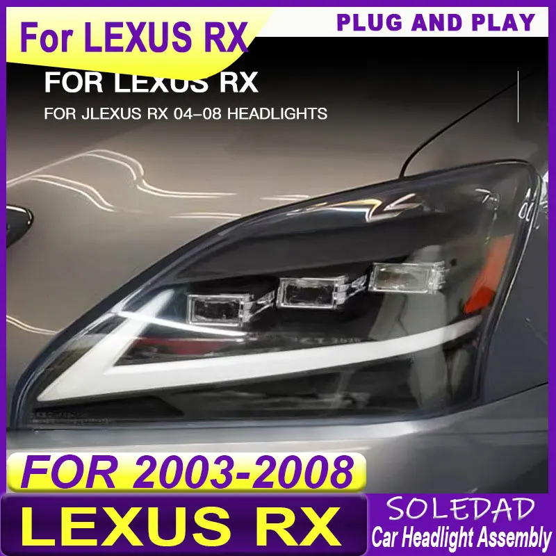 Car for 2004-2008 Lexus RX Headlight Assembly Modified LED Daytime Running Light Running Water Turn Signal Lens Headlight