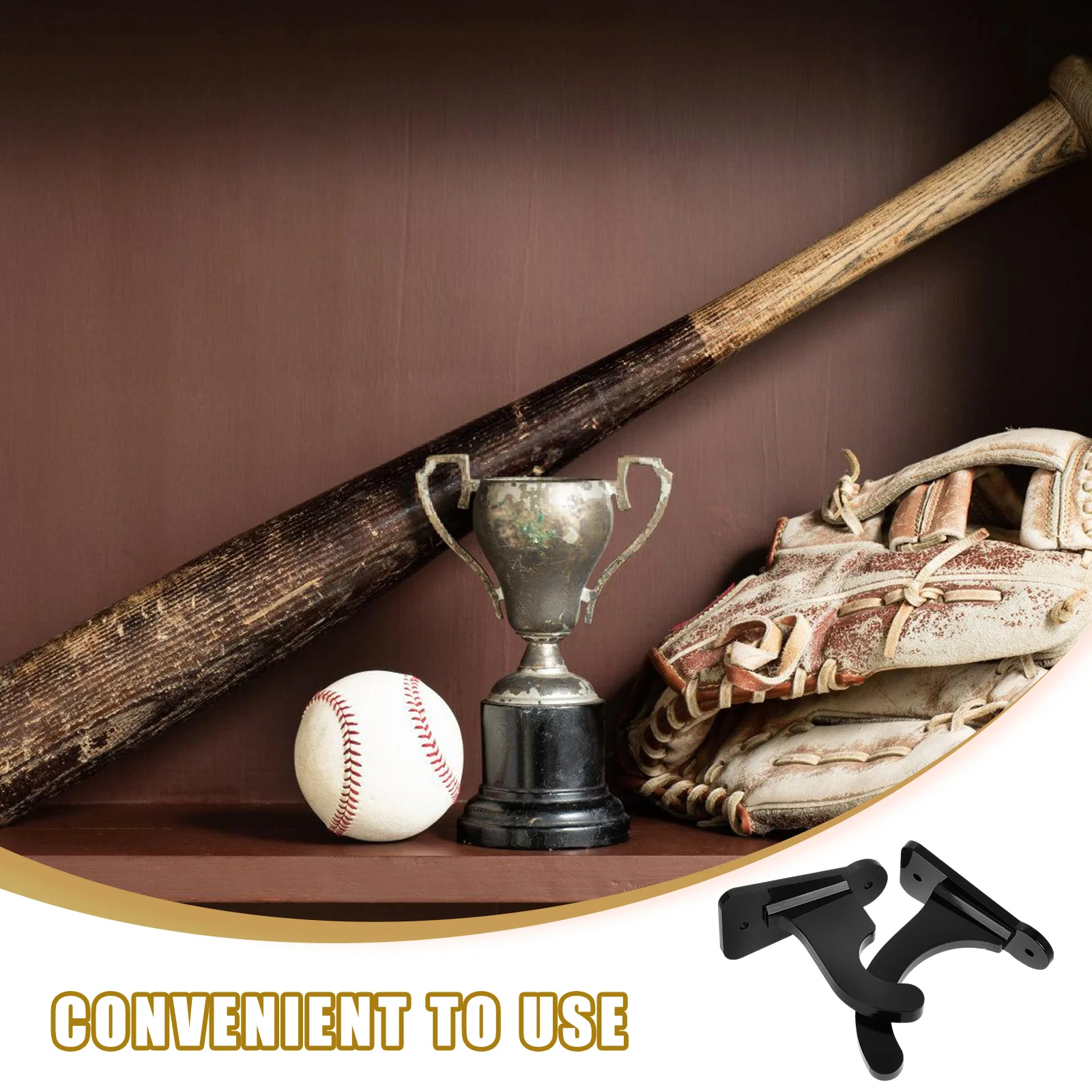 Monitor Stand Baseball Bat Wall Mount Bracket Holders for Bedroom Display Storage Black