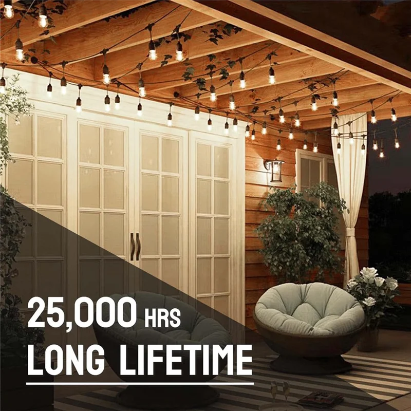 AB45 30-Pack مصابيح إضاءة خارجية، لمبة بديلة S14 مقاومة للماء، قاعدة E26 باللون الأبيض الدافئ