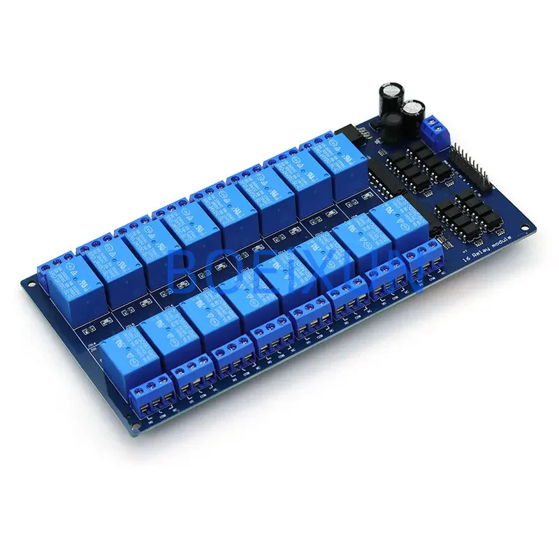 Módulo de proteção de relé de 16 canais DC 5V 12V 24V com optoacoplador LM2576 Microcontroladores Interface Relé de potência para Arduino Kit DIY