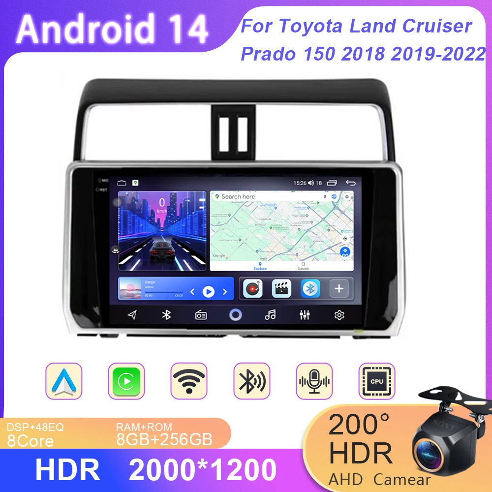 

Car Radio Carplay For Toyota Land Cruiser Prado 150 2018 2019-2022 Navigation GPS Android Auto Autoradio Wifi Stereo No 2din DVD