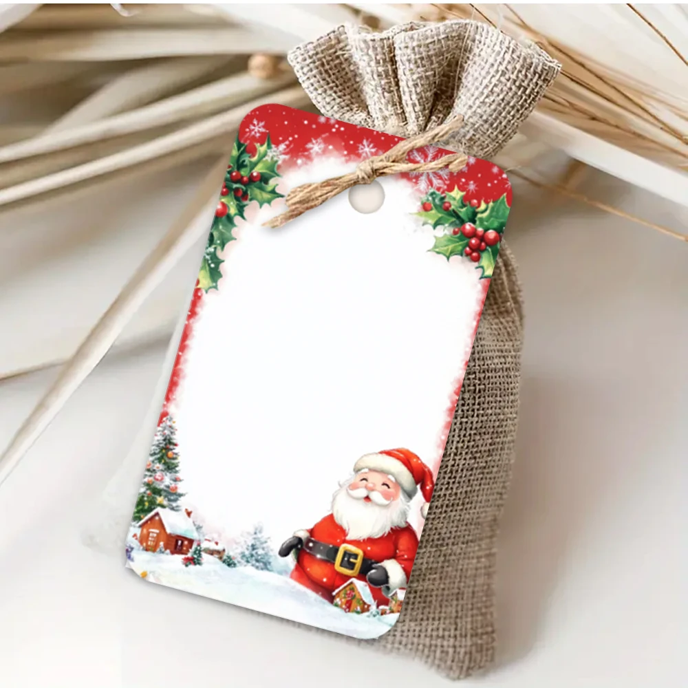 40шт, рождественские бирки, подарочные этикетки, украшения для вечеринок, сделай сам, упаковочные украшения, поздравительные открытки, праздничные открытки, джутовый шпагат