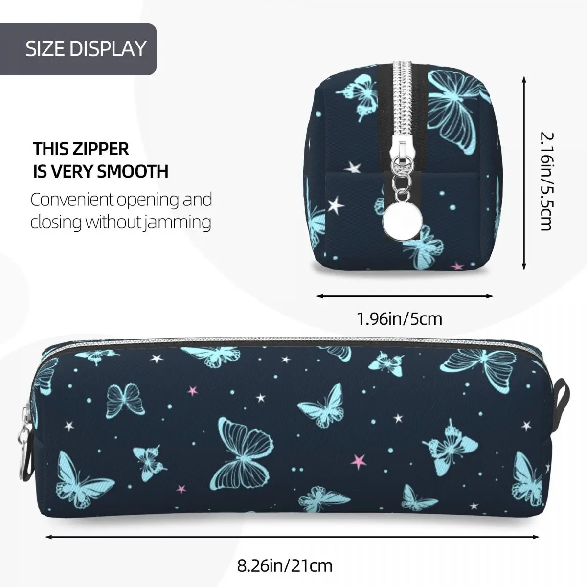 아름다운 나비 연필 케이스 학생을위한 패션 펜 가방 대용량 학생 학교 화장품 연필 케이스