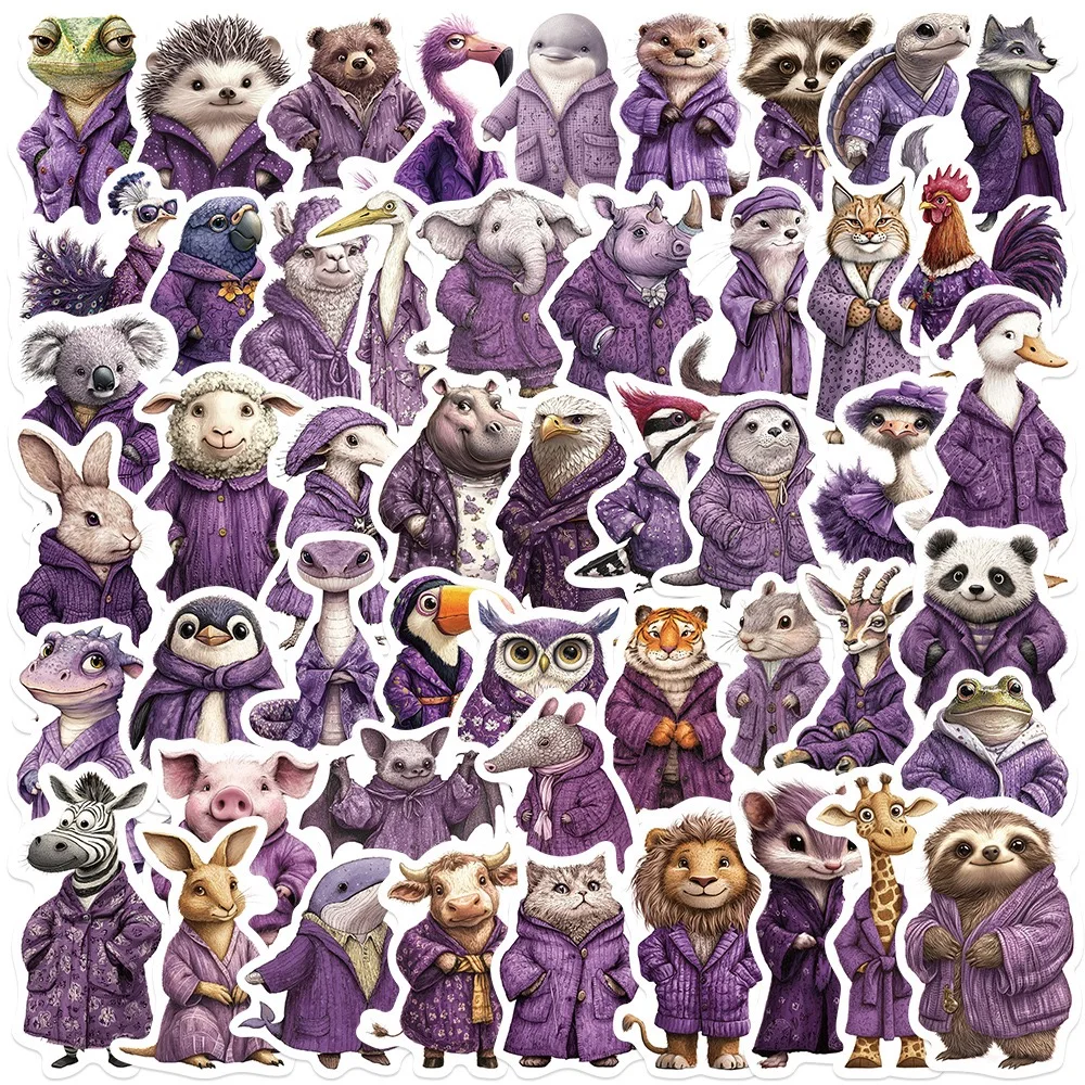 

10/50PCS Purple Funny Winter Cartoon Animals Stickers DIY Scrapbook Notebook Bottle Bike Phone Luggage Cute Sticker Kids Toy