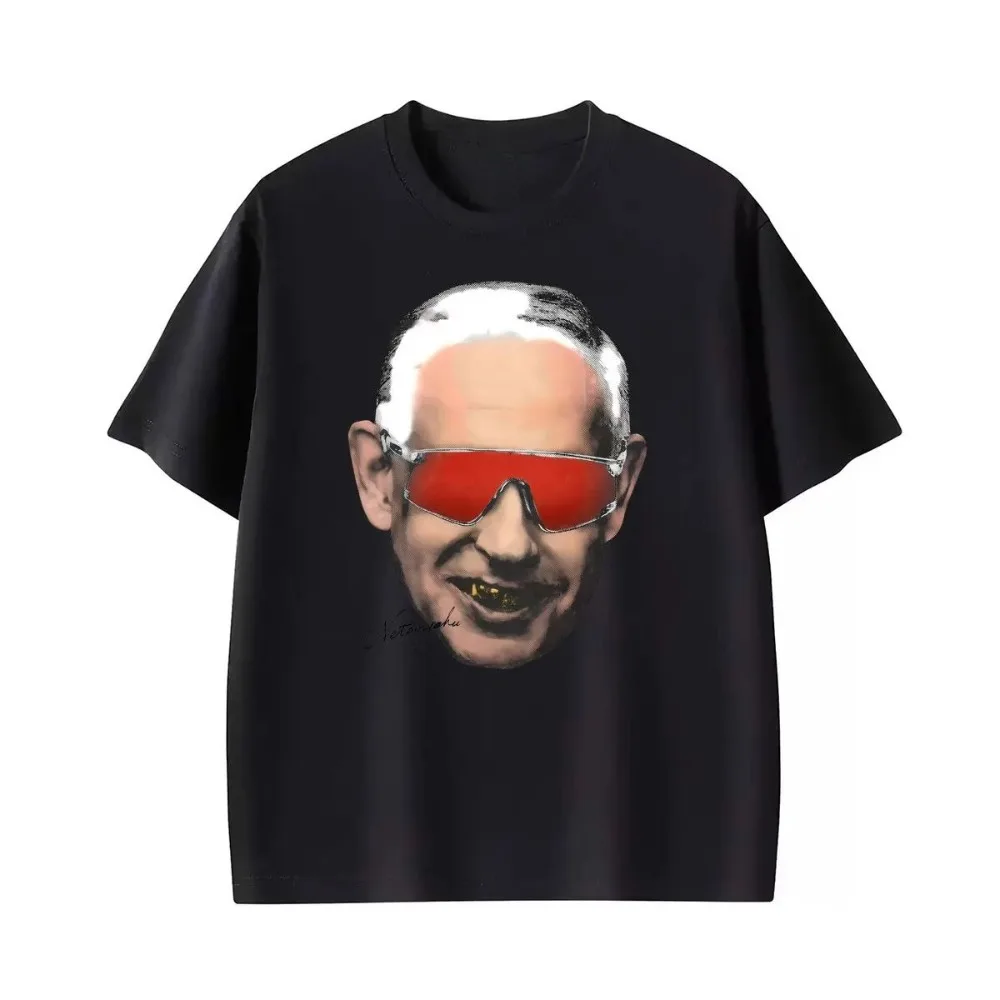 Benjamin Netanyahu Face Print T Shirt Men Women Clothing Summer Casual Cotton T-shirt Fashion Breathable T-shirts Streetwear