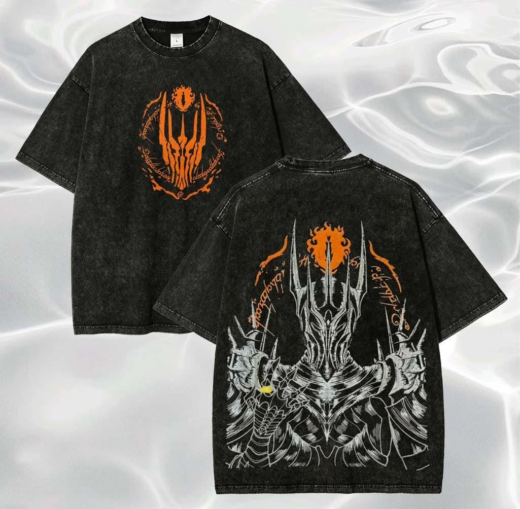 Sauron The Dark Lord T-shirt Vintage Washed Oversized Y2k Streetwear Fantasy Shirt Movie Fan Gift Women Men Casual Cotton Tees
