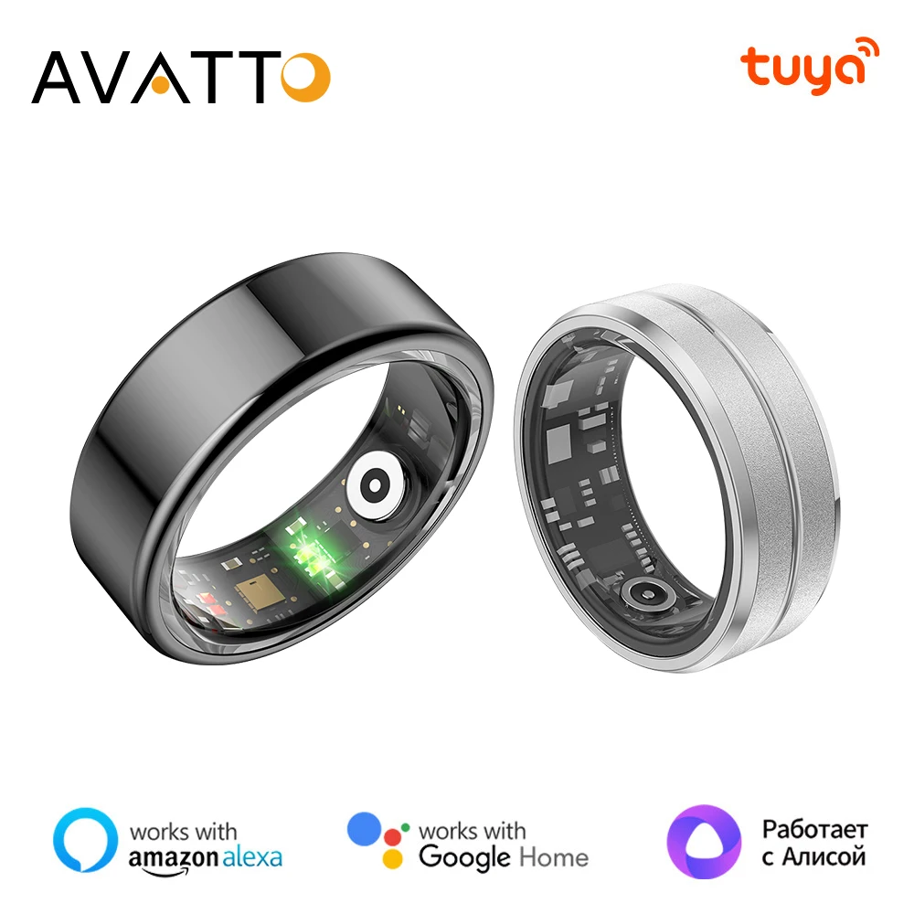 AVATTO BLE Smart Ring IP68&5ATM Waterproof Multi-Sport Modes，Step Health Tracker Heart Rate Blood Oxygen Monitor Support JYouPro