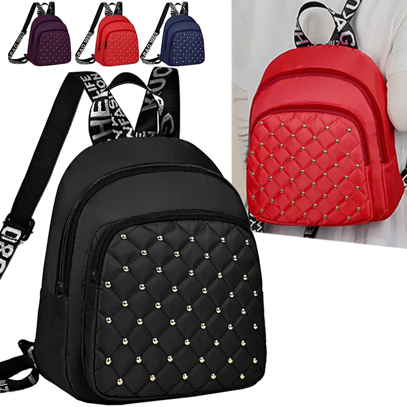 Chic Stylish Studded Backpack Multi-Color Quilted Adjustable-Strap Lightweight for Daily Commute Casual Functional Stylish Bag
