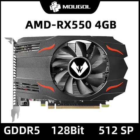 MOUGOL Original Grafikkarte Radeon RX 550 4G GDDR5 128 Bit 14 nm AMD GPU Computer PC RX550 PCI-E 3.0 Gaming Grafikkarte