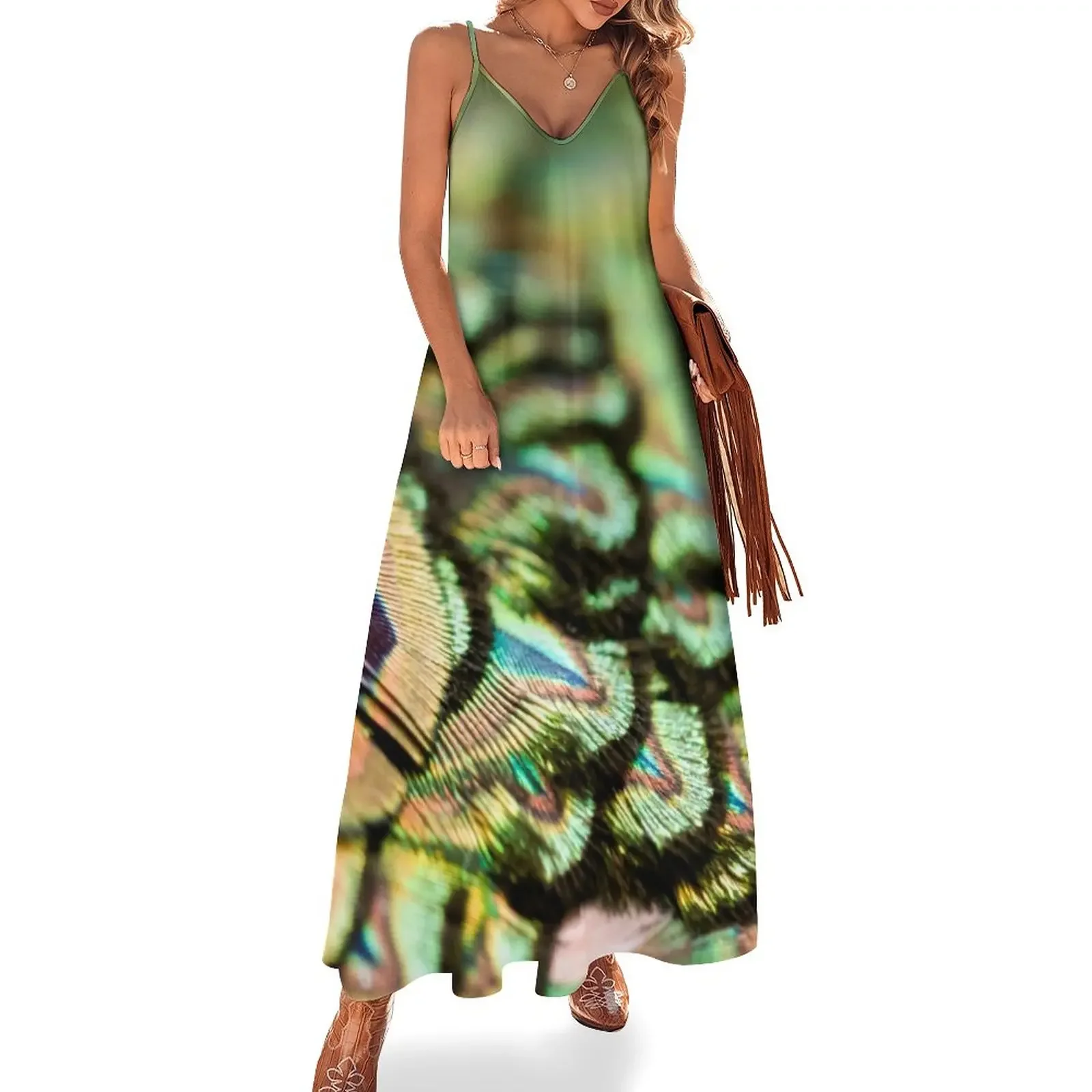 

Peacock Feathers Sleeveless Dress clothes for women birthday dresses for women dress party night