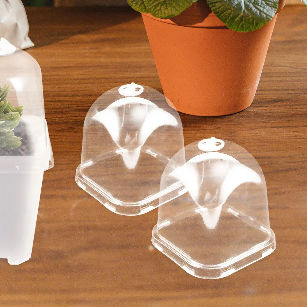 12Pcs Square Plants Humidity Dome Clear Plastic Cloche Protector for Succulents Garden Frost Protection Reusable Transparent