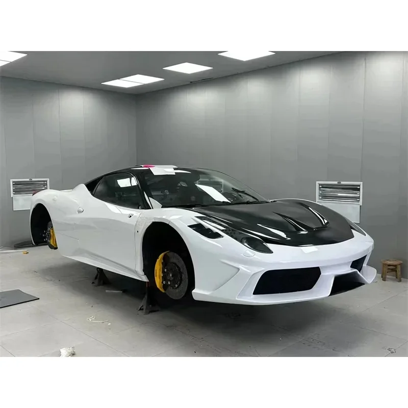 Suitable for 458 Italian Spider, SP Style Semi Carbon Fiber Body Kit including Front Bumper, Rear Bumper, Side Skirts and Engine
