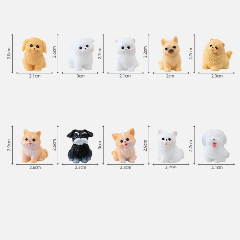 10pc Cute Puppy Small Dog Animal Decoration Resin Craft Miniature Figure Tiny for Bonsai Microlandscape Fairy Garden Decor
