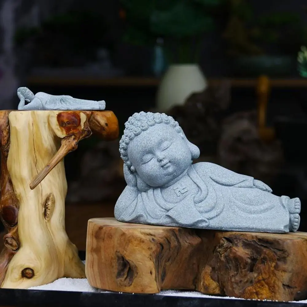 

Reclining Buddha Sandstone Buddha Green Sandstone Oriental Culture Buddhist Figurine Ornament Zen Sitting Posture