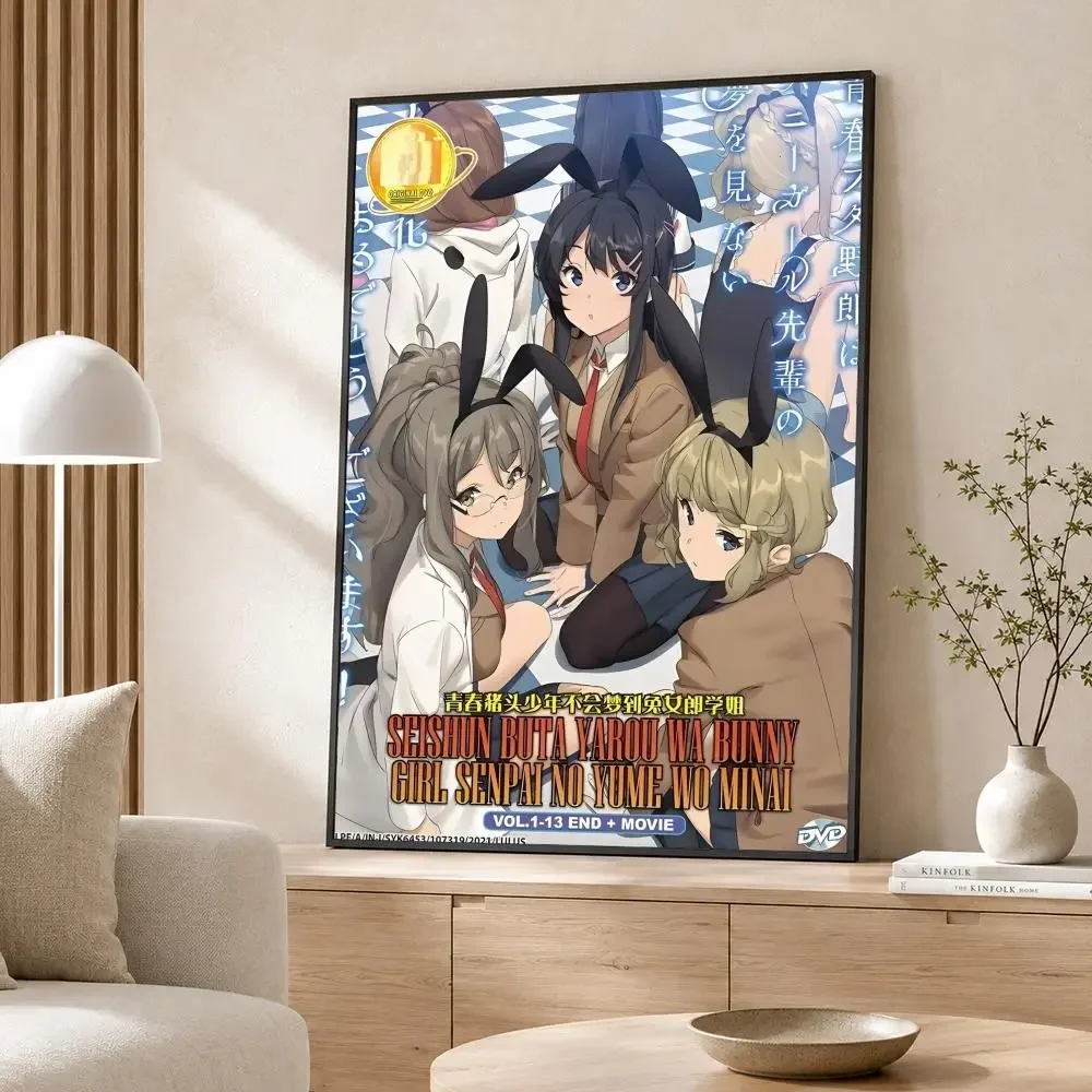 Anime Rascal Does Not Dream Of Bunny Girl Senpai Poster Poster Wall Sticker Waterproof Self Adhesive HD Art Bedroom Bar Decor