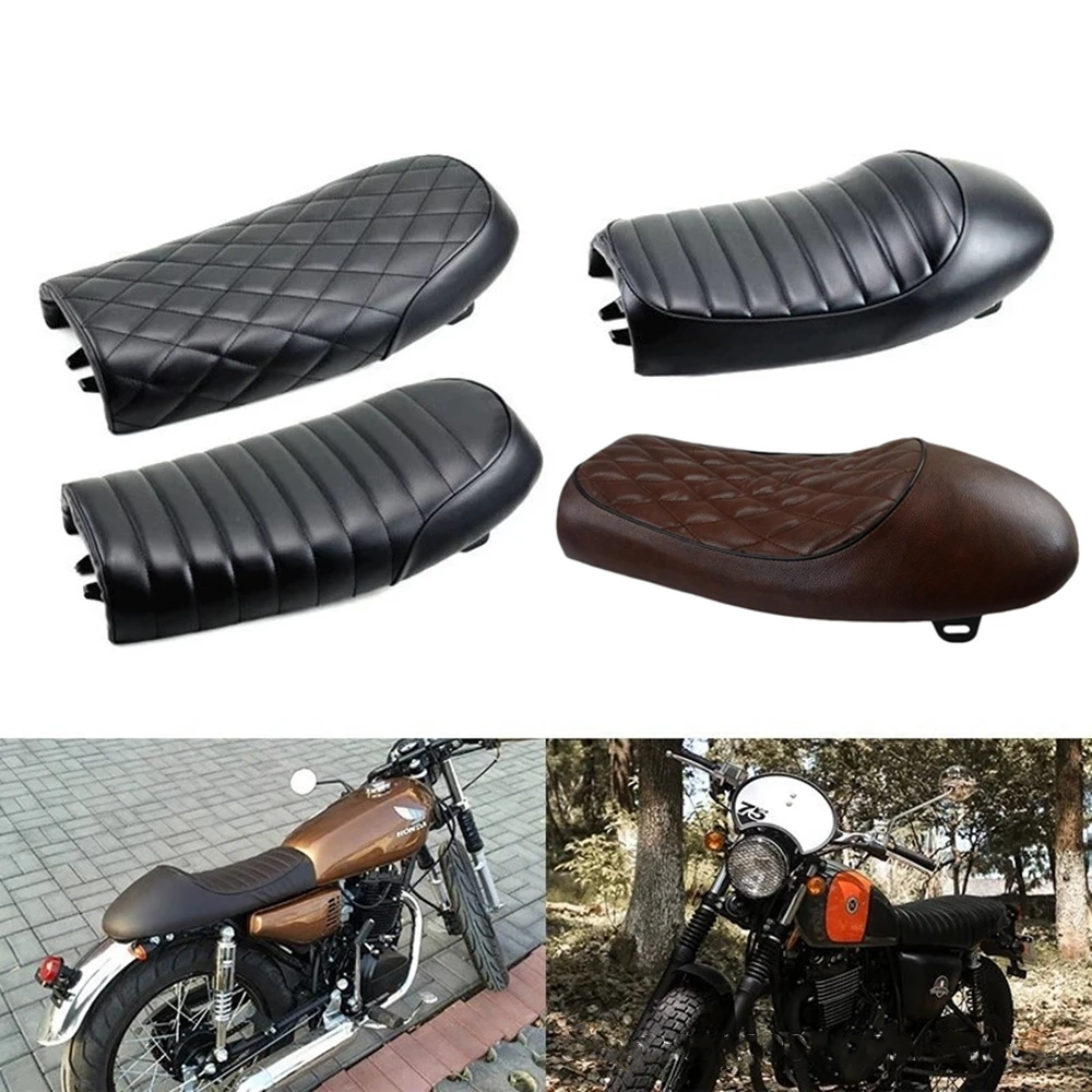 

Motorcycle Retro Seat Cushion Vintage Comfortable Flat & Brat Hump Saddle Seats for Yamaha Cafe Racer CG125 Motorbike Honda