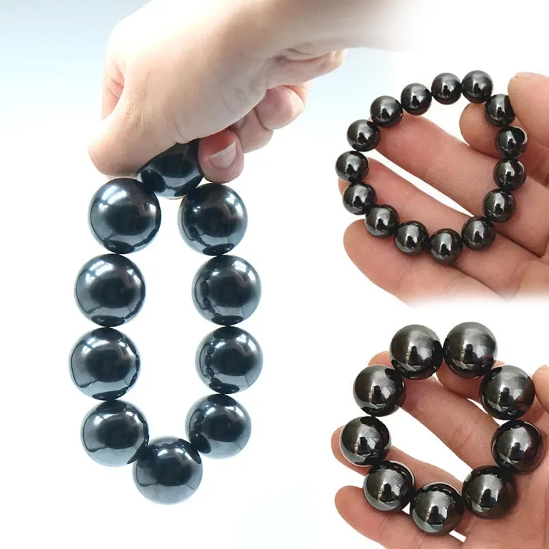 10-30mm Strong Magnetic Large  Magnet Ball Beads Bracelet Stress Relieving Stone Natural Hematite DIY Home Decoration Gift