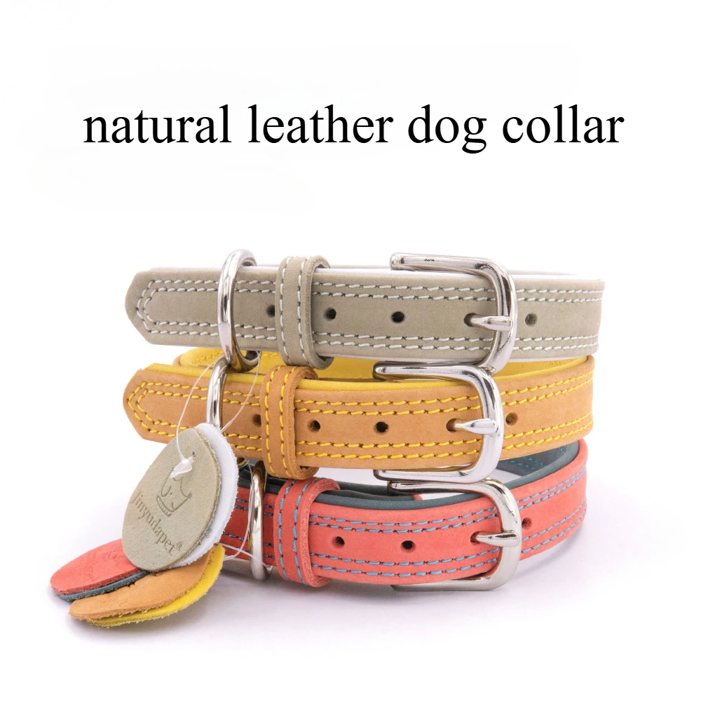 

Vintage luxury cowhide pet collar, natural leather dog collar, handmade personalized pet collar small and medium-sized dogs