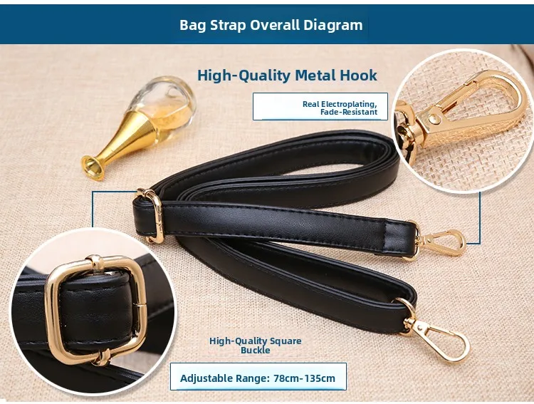 New Women\'s Black Leather Bag Strap Crossbody Single Shoulder Sling Long Strap School Bag Backpack Accessory Handbag Strap