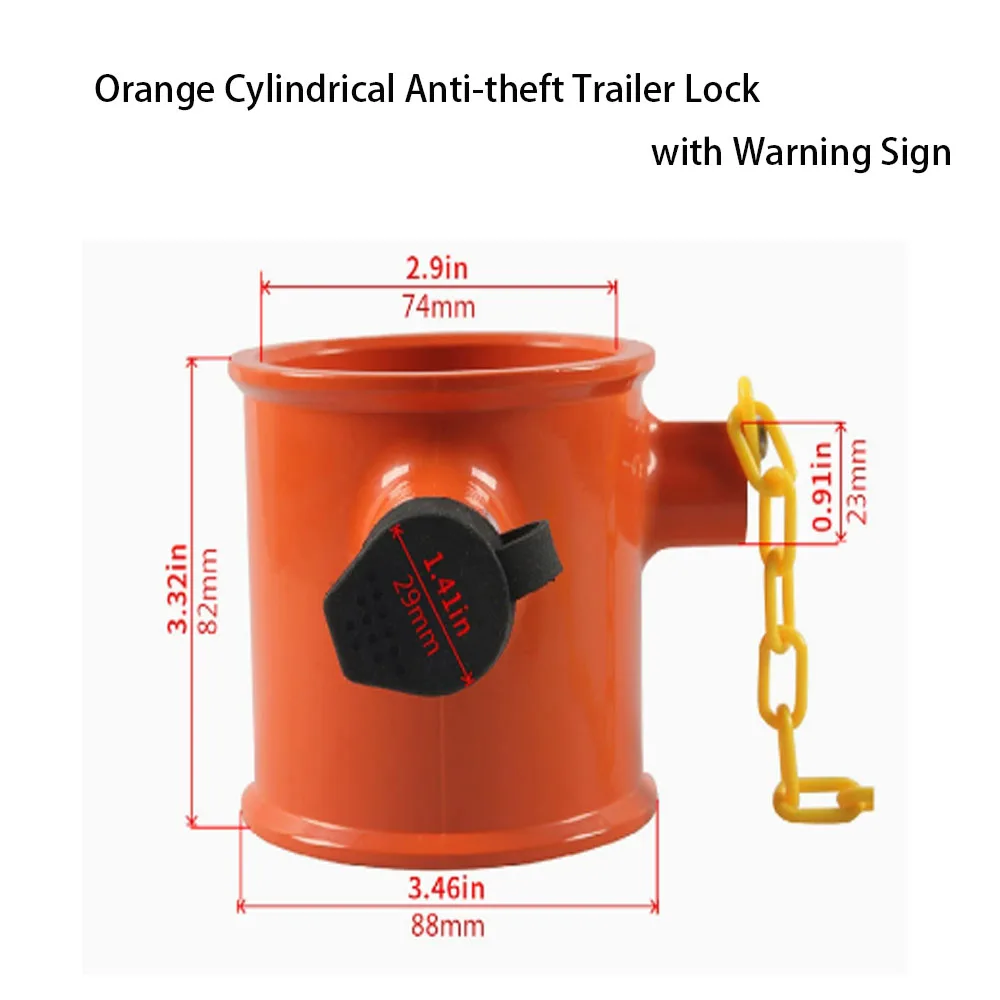 Orange Cylinder Anti-Theft Trailer Pin Lock Warning Sign For RV Caravan Semi-Trailer Hitch Insert Security Lock Accessory