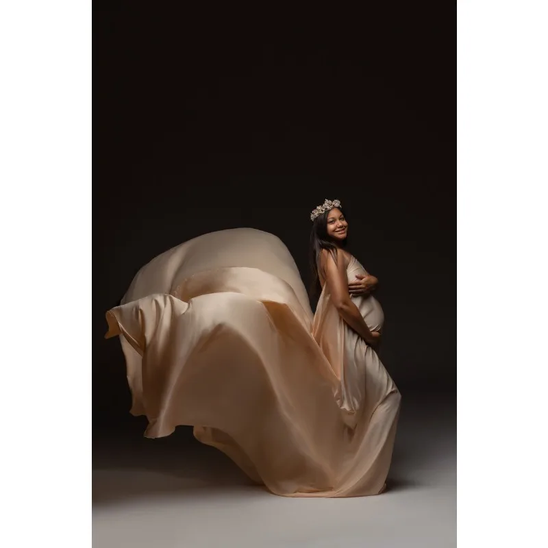 غلاف تصوير للأمهات من الساتان الحريري بطول 2 متر/4 متر مع مجموعة وشاح لالتقاط الصور أثناء الحمل، فيستدو ماتمينيداد-فساتين حوامل استحمام الطفل #3