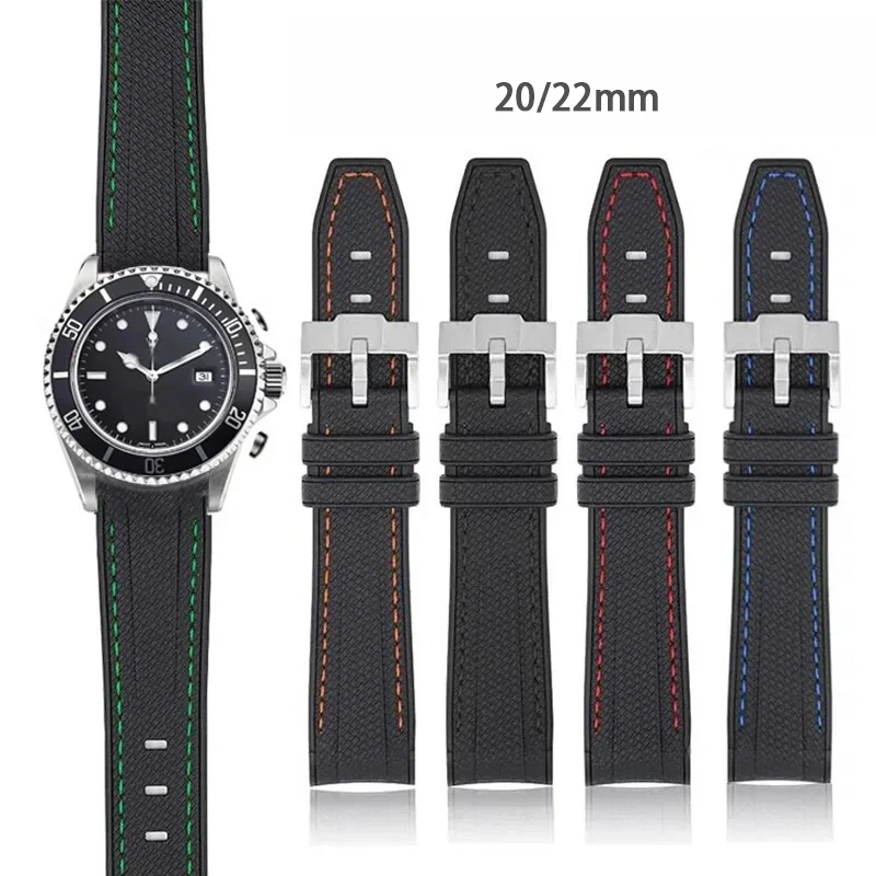 Watchband 20mm 22mm for Omega X Swatch MoonSwatch Curved End Rubber Silicone Watch Band for Rolex Black Green Water Ghost Strap