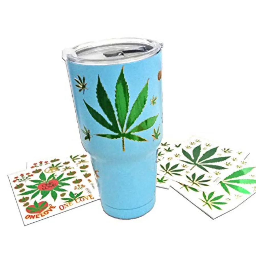 6 أوراق من ملصقات القصاصات المزخرفة بأوراق القنب الماريجوانا العاكسة للمشروعات اليدوية DIY مقاس 4 × 5.25 بوصة لكل ورقة - I #3