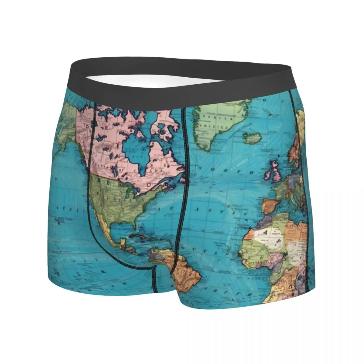 World Map Underwear Vintage Map of The World 1897 3D Pouch Trenky Boxer Shorts Sublimation Shorts Briefs Sexy Man Underpants