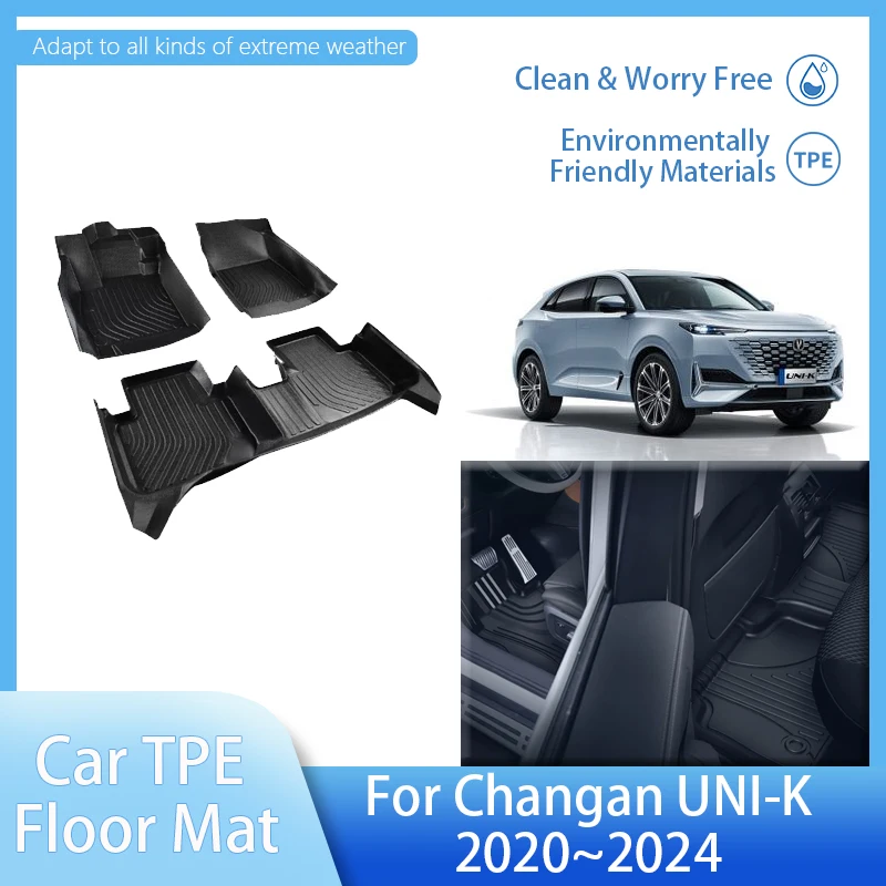 

LHD Car Floor Mats For Changan UNI-K UNIK UNI K 2020 2021 2022 2023 2024 5SEAT Waterproof Pads Foot Carpets Mud Auto Accessories