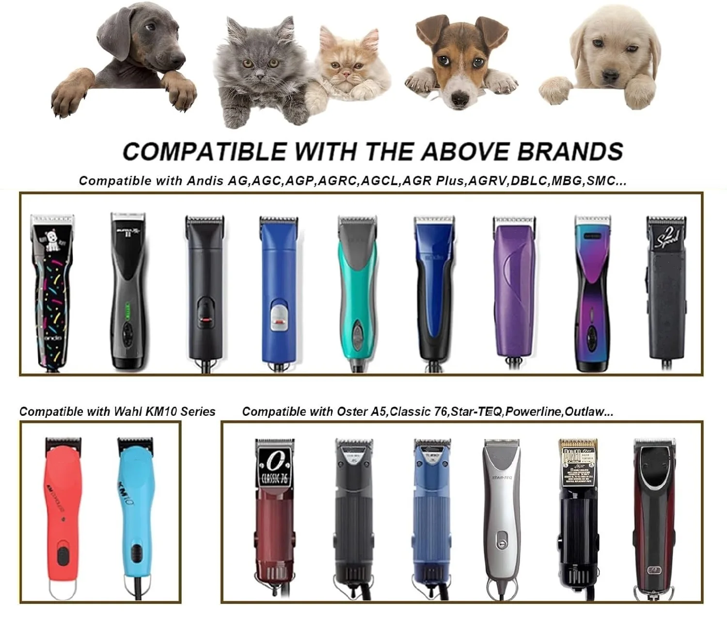 شفرة قص قص الحيوانات الأليفة قابلة للفصل ، متوافقة مع معظم أنديس ، أوستر A5 ، سلسلة وول KM10 ، مقص الحيوانات ، أسود