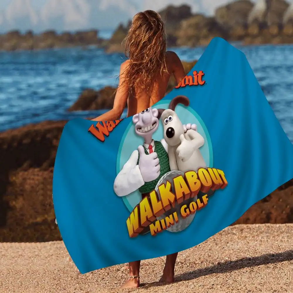 Cartoon W-Wallace And G-Gromit Beach Towel Bath Towels For Microfiber Quick Dry Custom Sand Free Beach Yoga Spa Gym Pool