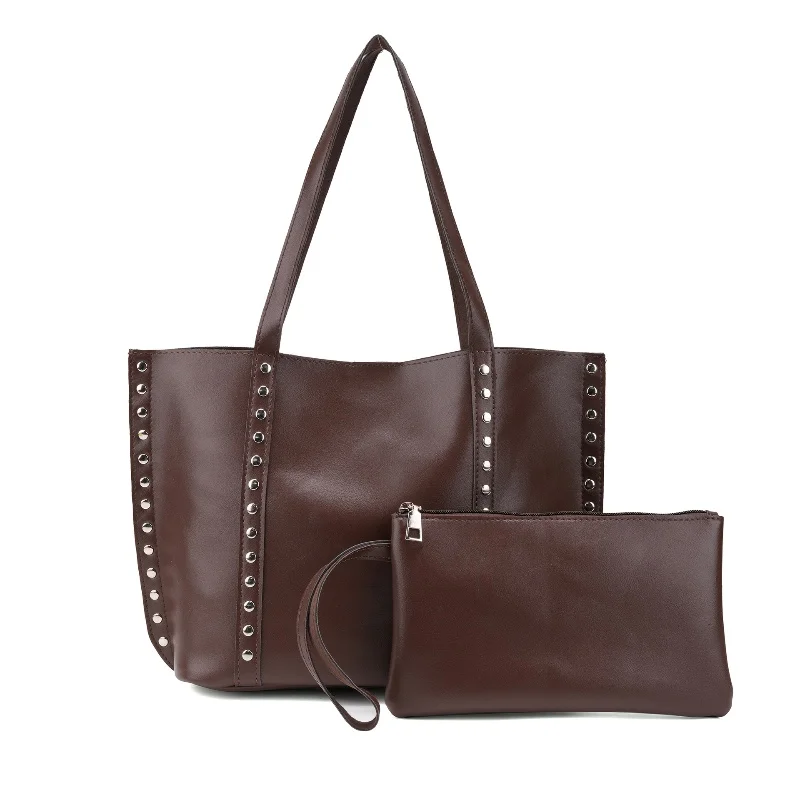 

New Vintage Rivet Deco Tote Bag for Women Large Capacity Versatile Composite Bags PU Leather New Shopping Bags