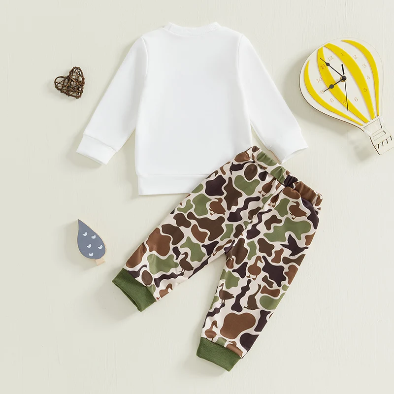 Duck Outfit Baby Boy Toddler Hunting Clothes Embroidery Sweatshirt Camouflage Hoodie Tops and Jogger Pants image 3