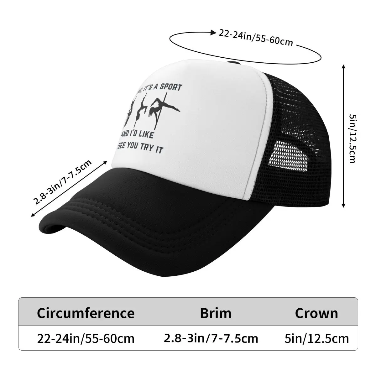 Yes, It's A Sport - Pole Dance Design Cap Fashion Casual Mesh Baseball Caps Adjustable Hat Hip Hop Summer Unisex Baseball Hats