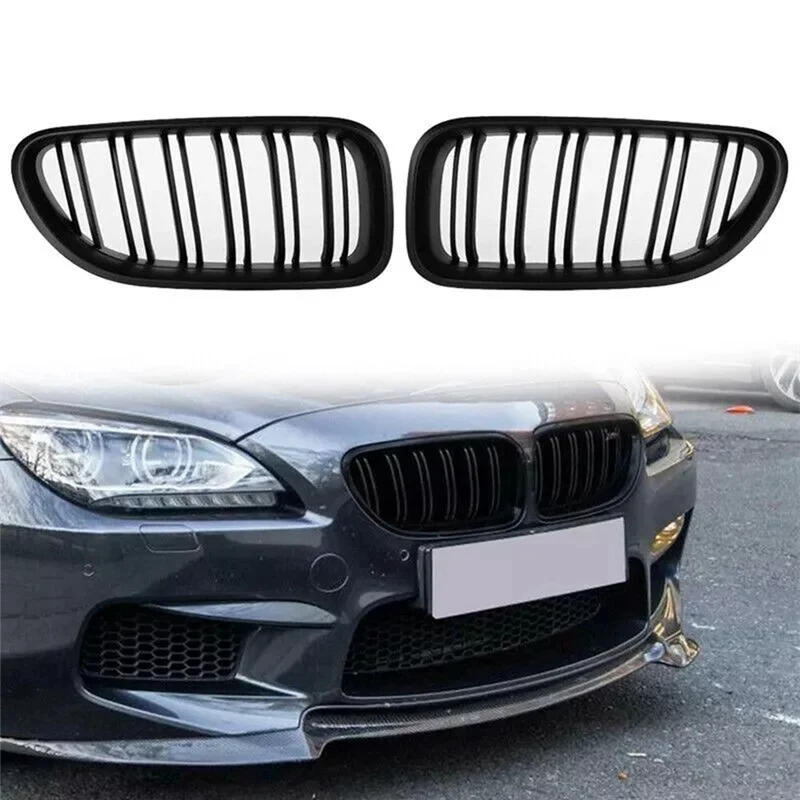 

BB-Car Front Kidney Double Line Grille Sport Grill Replacement For BMW F06 F12 F13 M6 650I 640I 2012-2018 Glossy Black