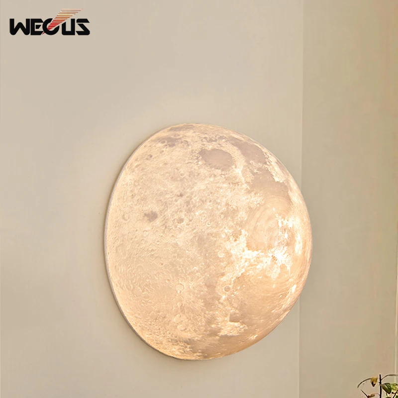 

3D moon wall lamp creative bedside ambient light for bedroom entryway background home decor mood lighting