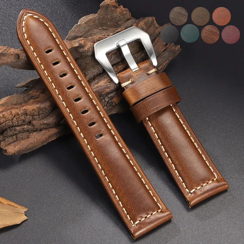 20 مللي متر 22 مللي متر 24 مللي متر 26 مللي متر الجلود حزام (استيك) ساعة ل Seiko خمر جلد البقر حزام لينة الرياضة مريحة سوار استبدال معصمه
