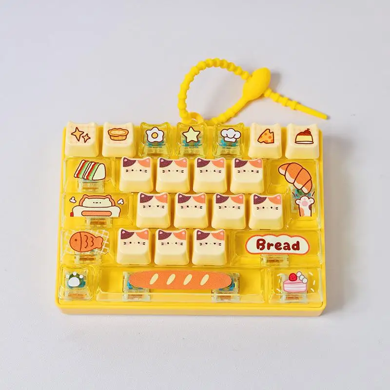 26-key Cat Pudding Decompression Color Keyboard Cartoon Clicker Backpack Pendant Mobile Phone Car Key Chain Home Decoration