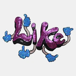1 Piece 28*20 cm Sequined Letter Patch Fashion Shining Iron on Patch for Clothing DIY Decoration Accessories Back Adhesive