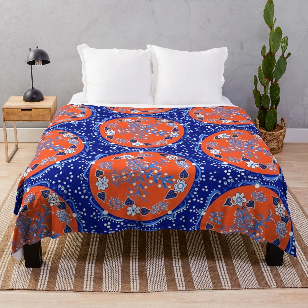 

True Orange and Blue Throw Blanket