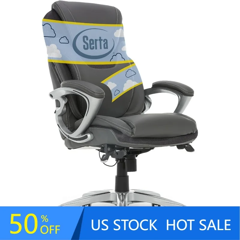 Serta AIR Health and Wellness Executive Office Chair High Back Ergonomic for Lumbar Support Task Swivel