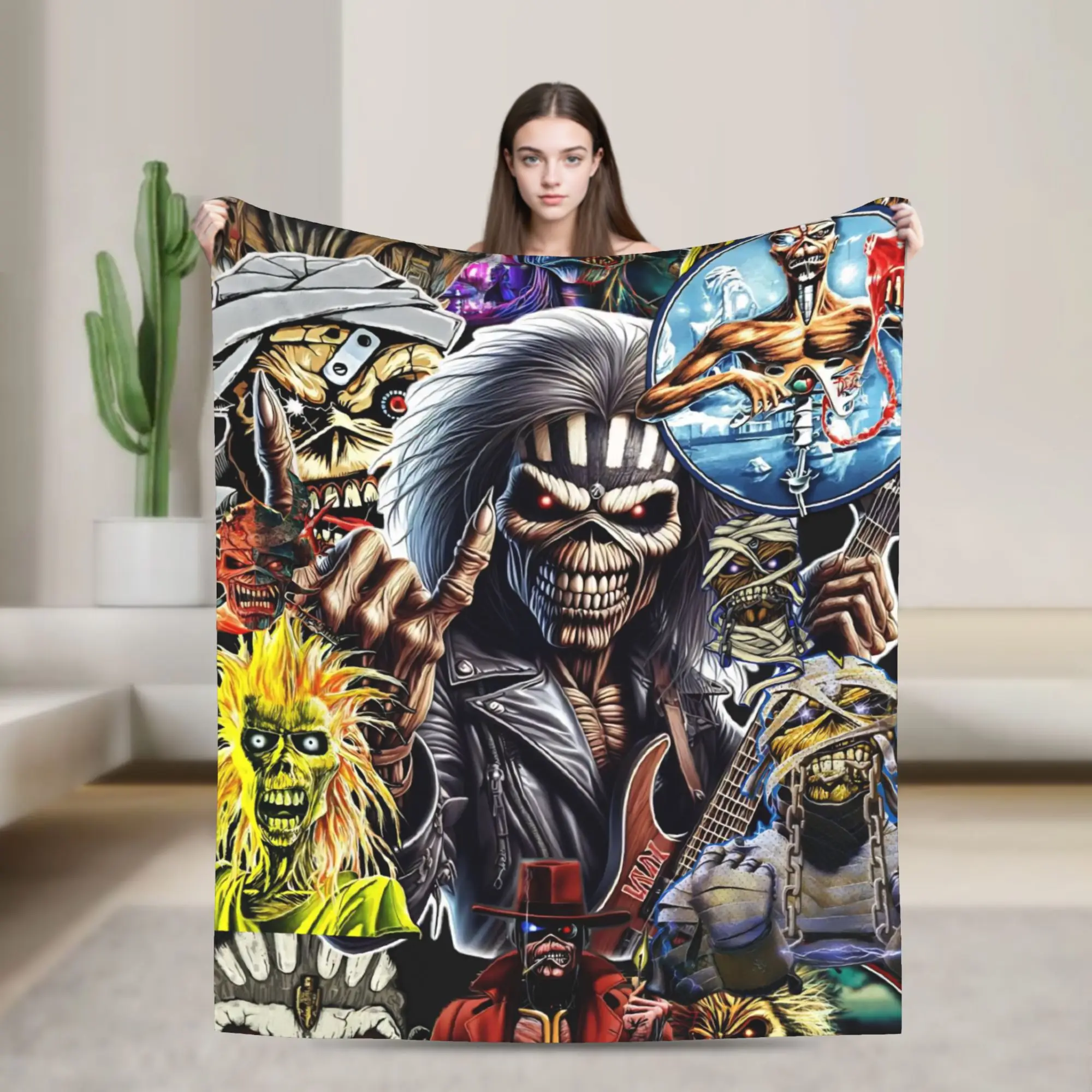 I-Irons M-Maidens Flannel Blanket Winter  Warm Bedding Throws for Girls Boys Couch Chair Aesthetic Bedspread Sofa Bed Cover