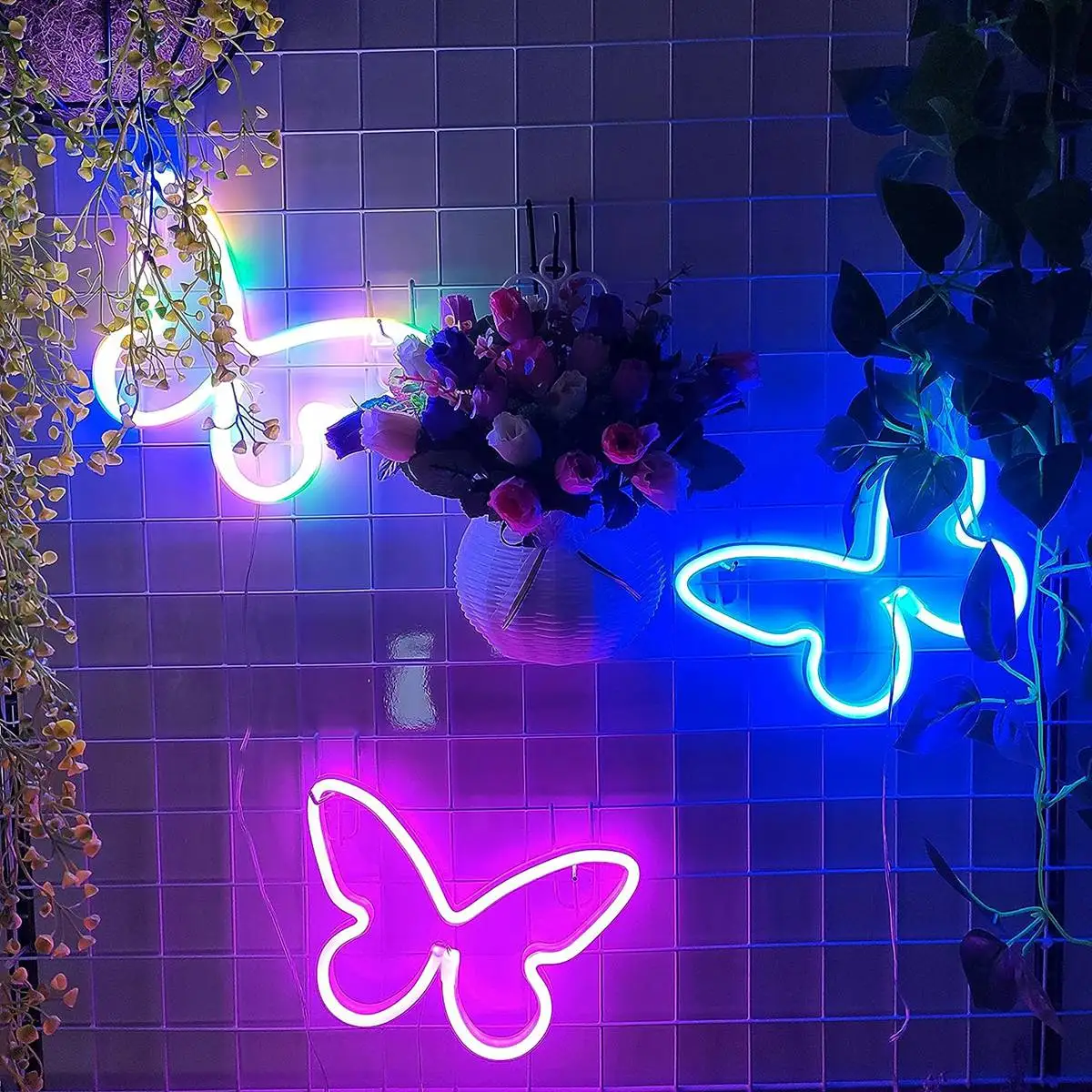 1PC motyl neony USB lub 3-AA zasilany z baterii lampa neonowa światła LED dekoracja stołu dla dzieci sypialnia prezent urodzinowy na ścianę