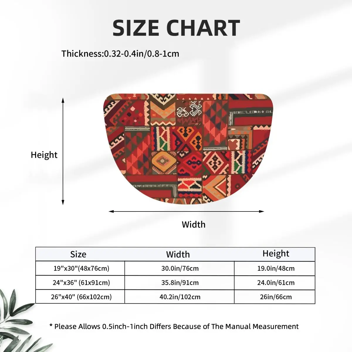 Amazigh Foutha Kabyle Mediterranean Berber Jewel Soft Flannel Half Round Doormat Non Slip Bathroom Mat Absorbent Floor Carpet