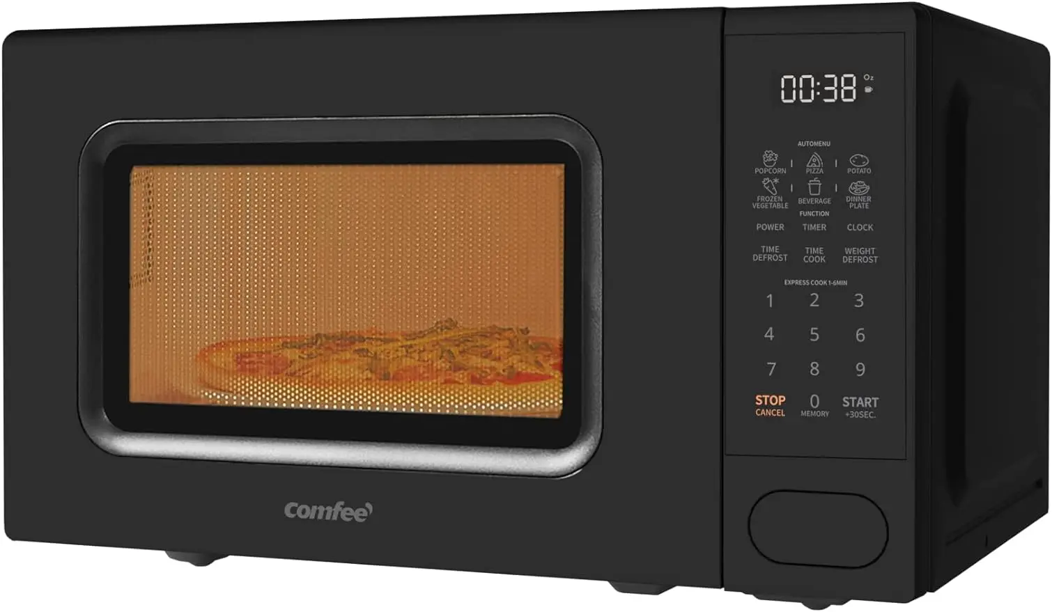 Retro microwave, fast multistage cooking, turntable reset function Kitchen timer, time defrost, memory function, kids lock