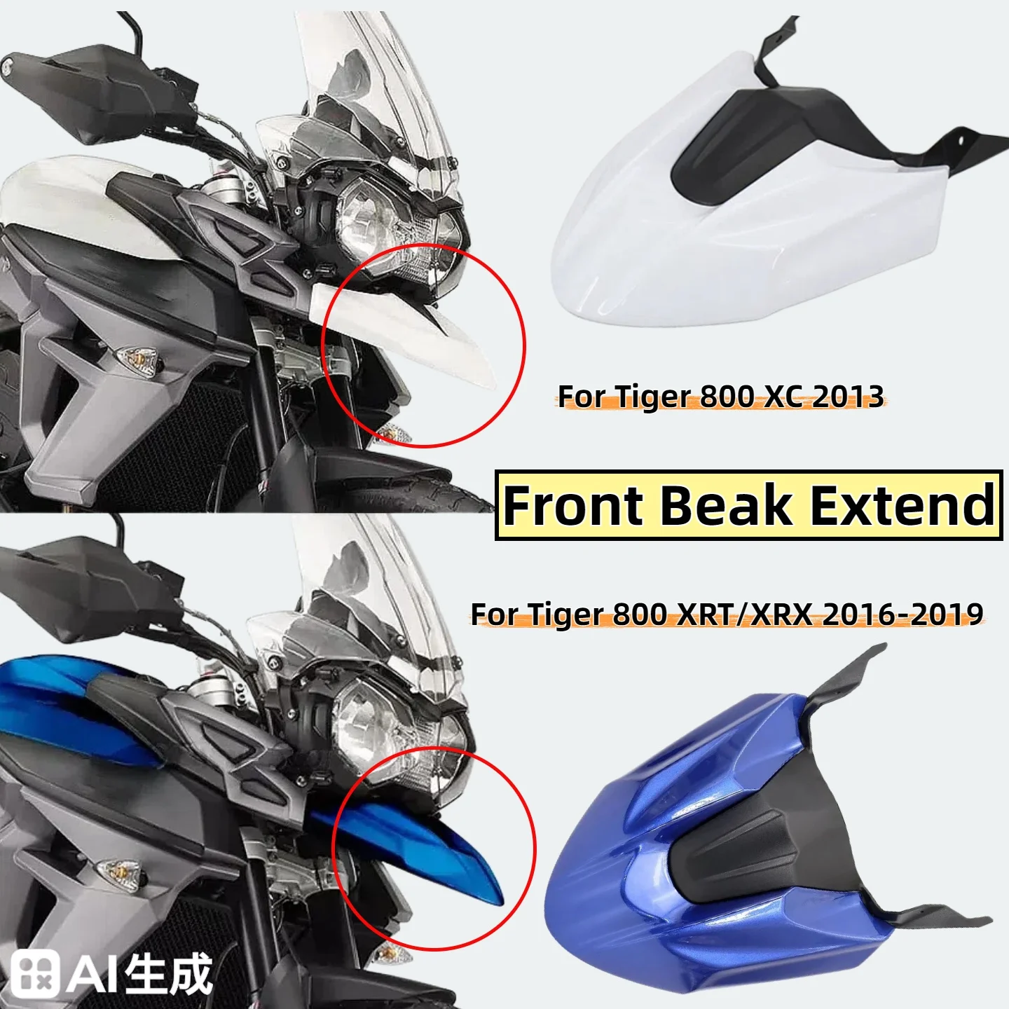 

Motorcycle Accessories Front Beak Extend for tiger 800 XC2013 For Tiger800 XRT XRX 2015-2019 High Front Mudguard Kit