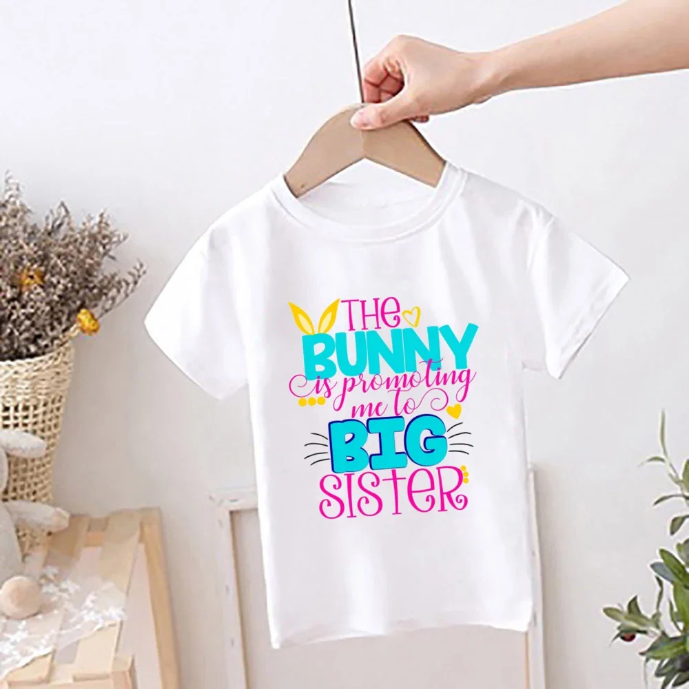 Some Bunny Is Going To Be A Big Brother Printed Kids Shirt Baby Announcement T-shirt Easter Party Clothes Boys Girls Outfit Tops view 4