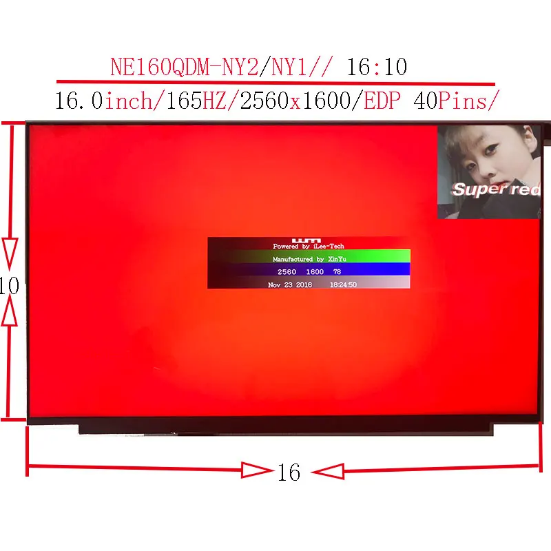 NE160QDM-NY2 V8.0 LCD-Display 100 % sRGB16,0 Zoll 2560 x 1600 IPS EDP 40 Pins 2,5 K 120 Hz FRU:5D11B02425